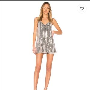 NBD dress from Revolve in silver & nude